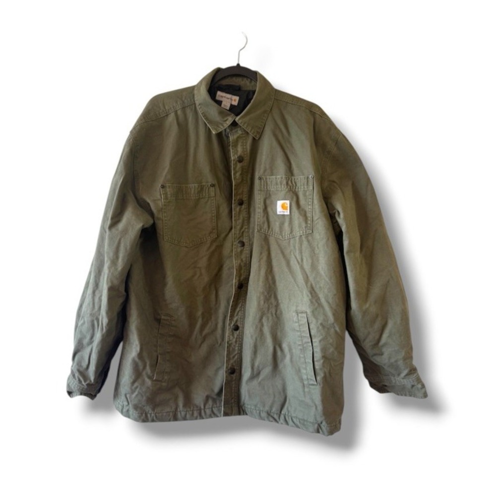 Carhartt Men's Vintage Chatfield Button-up Green Quilt-lined Jacket Size Large
